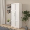 High Wardrobe And Kitchen Cabinet With 2 Doors And 4 Storage Spaces for Bedroom, Living Room, White - 2 of 4