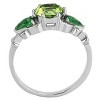 Slickblue Three-Stone Peridot Ring, Stainless Steel Women’s Engagement Ring, Round Green Gem Accents, Sizes 5-10 - 2 of 4