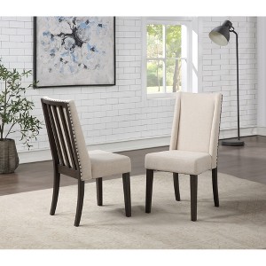Mango and Asian Hardwoods Upholstered Side Chair (Set of 2) with Polyester Fabric, Easy-Care Upholstery, and Dusky Cedar Finish - 1 of 4