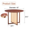 KTMBDW Round Dining Table, 42 Inches with Wooden and Imitation Rattan Pedestal Base, Modern Retro Dinner Table for Dining Room, Living Room, Office - 4 of 4