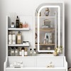 Fashion Vanity Desk, with Mirror, 3 Color Lighting Brightness Adjustable Makeup Lights, Table and Chair - 4 of 4