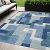 Navy Blue And Sky Blue Abstract Washable Indoor Outdoor Area Rug - 2 of 4