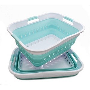 SAMMART 42L (11 gallon) Set of 2 Collapsible Plastic Laundry Basket - 1 of 4