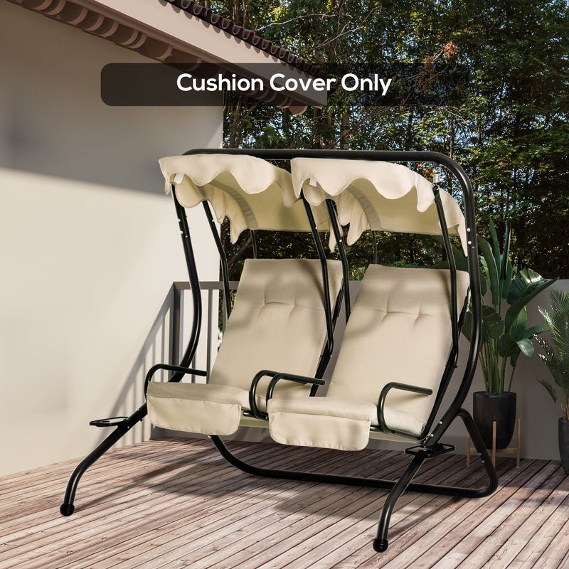 Outsunny Outdoor Porch Swing Cushions with Seat & Tufted Back, Backrest Ties, Set of 2 Replacement Cushions for Patio Furniture, 2 of 7