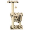 vidaXL Cat Tree Beige with black paw prints - 3 of 4