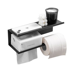 Modern Toilet Paper Holder with Anti-Rust Shelf Paper Roll Holder Toilet Tissue Holder Wipes Storage. - 1 of 4