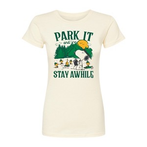 Women's - Peanuts - Park It And Stay Awhile Fitted Graphic T-Shirt - 1 of 4
