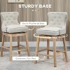 Cream White Elegant Bar Stool with Backrest, Set of 2, Nailhead Trim, Curved Backrest - 3 of 4