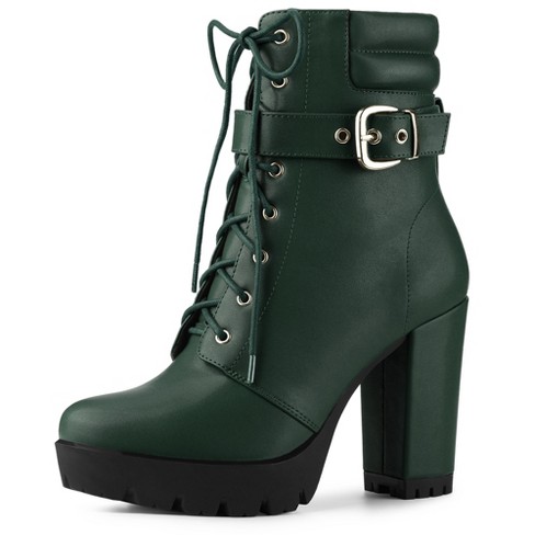 Dark store green booties