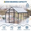 Greenhouse, 6x8 FT Walk-in - Heavy Duty Aluminum Polycarbonate Outdoor Greenhouse with Roof Vent, Sliding Lockable Door, Ground Nails, Black - 4 of 4