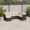 vidaXL 7 Piece Patio Sofa Set with Cushions - Brown and Cream With Table - 2 of 4