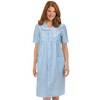 Collections Etc Collections Etc. Gingham Women's Robe with Floral Accents, Snap-Front Closure and Lace Trim - 2 of 4