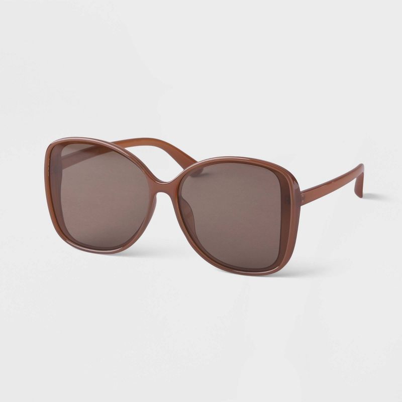 Women&#39;s Oversized Plastic Butterfly Sunglasses - A New Day&#8482; Brown, 2 of 5