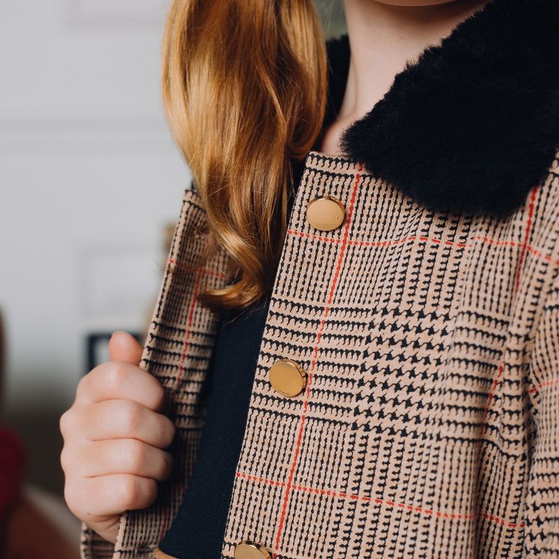 Hope & Henry Girls' Collared Fleece Swing Coat, Kids, 3 of 7