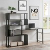 LIVAREEmlen Home Office Computer Desk L-Shaped Corner Table, Rotating Computer Table with 5-Tier Bookshelf, Lockable Casters (Black) - 2 of 4