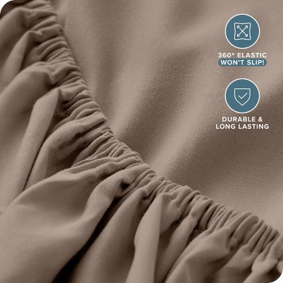Taupe Queen Extra Deep Pocket Microfiber Fitted Sheet