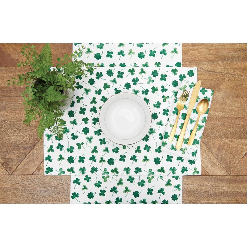 C&F Home Clover Placemat Set Of 6 Rectangle St Patrick's Day Shamrock Pattern Green Cotton, 4 of 7