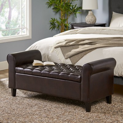 NicBex Storage Bench Storage Organizer Ottoman Padded Seat Cushion with Arms for Living Room, Bedroom