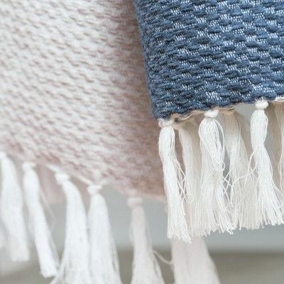 Blythe Handcrafted Cotton Chenille Throw with Fringe - Natural
