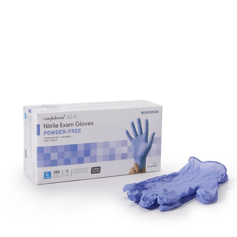 McKesson Confiderm 3.5C Disposable Nitrile Exam Glove Standard Cuff Length Size Large, 1 of 5