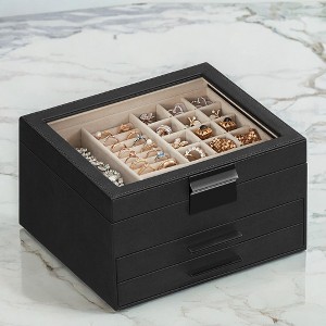 6-Layer Jewelry Box, Large Accessory Organizer with 5 Drawers - 1 of 3