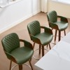 Bekrvio 26" Swivel Counter Stools with Back & Arms, Faux Leather Mid-Century Bar Stools for Kitchen Island, Walnut Frame, Set of 1/2/3/4 - 3 of 4