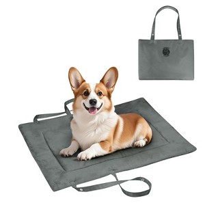 Kritter Planet Portable Plush Flannel Dog Bed, Reversible Waterproof Dog Cat Bed Mat with Handles, Indoor Outdoor Use - 1 of 4