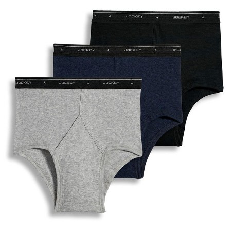 Jockey Mens Classic Brief 3 Pack Underwear Briefs 100% Cotton 40 Grey ...