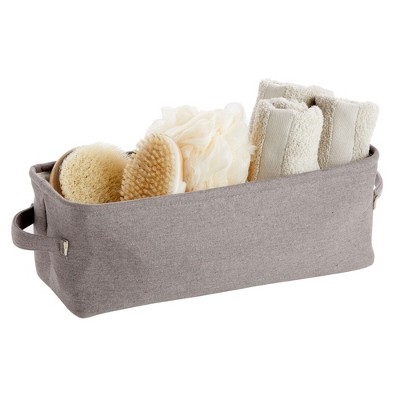 Gray Jute Rectangular Bathroom Storage Bin with Handles