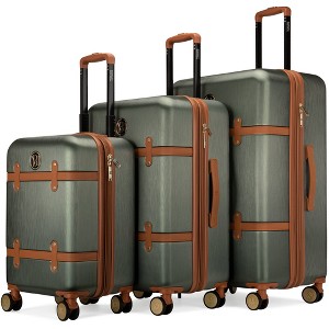 Badgley Mischka Grace 3pc Expandable Hardside Spinner Retro Luggage Set - 1 of 4