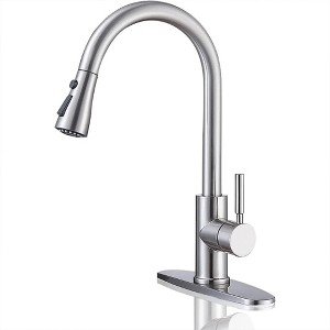 SUGIFT Brushed Nickel Kitchen Faucet with Pull Down Sprayer High Arc Single Handle Stainless Steel - 1 of 4