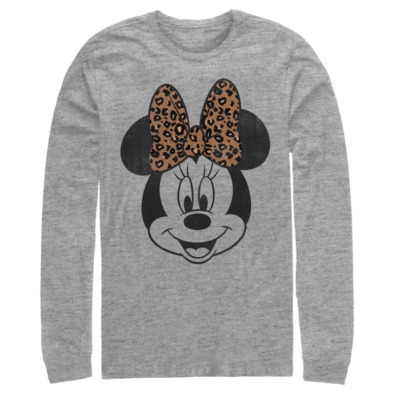 Men's Mickey & Friends Minnie Mouse Cheetah Print Bow Long Sleeve Shirt, 1 of 5