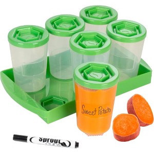 Baby Food Storage Containers w Interlocking Lids, 6Pk- 4oz Reusable Leakproof Plastic Jars w Tray- Freezer, Microwave & Dishwasher Safe- BPA/PVC Free - 1 of 4