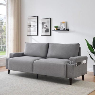 80in Modern Couch with Cup Holders, Deep Seat Sofa Couch