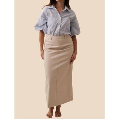 Women's Emery Vegan Leather Pencil Midi Skirt - Aureum