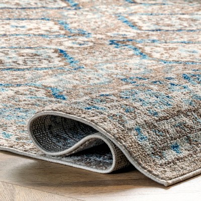 Reversible Blue Diamond 3'x5' Easy-Care Synthetic Area Rug