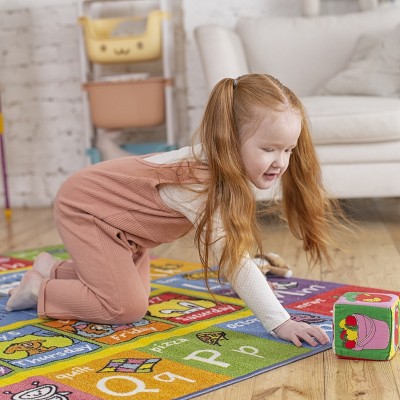 Colorful Educational Alphabet and Seasons Kids Rug, 3'3" x 4'11"
