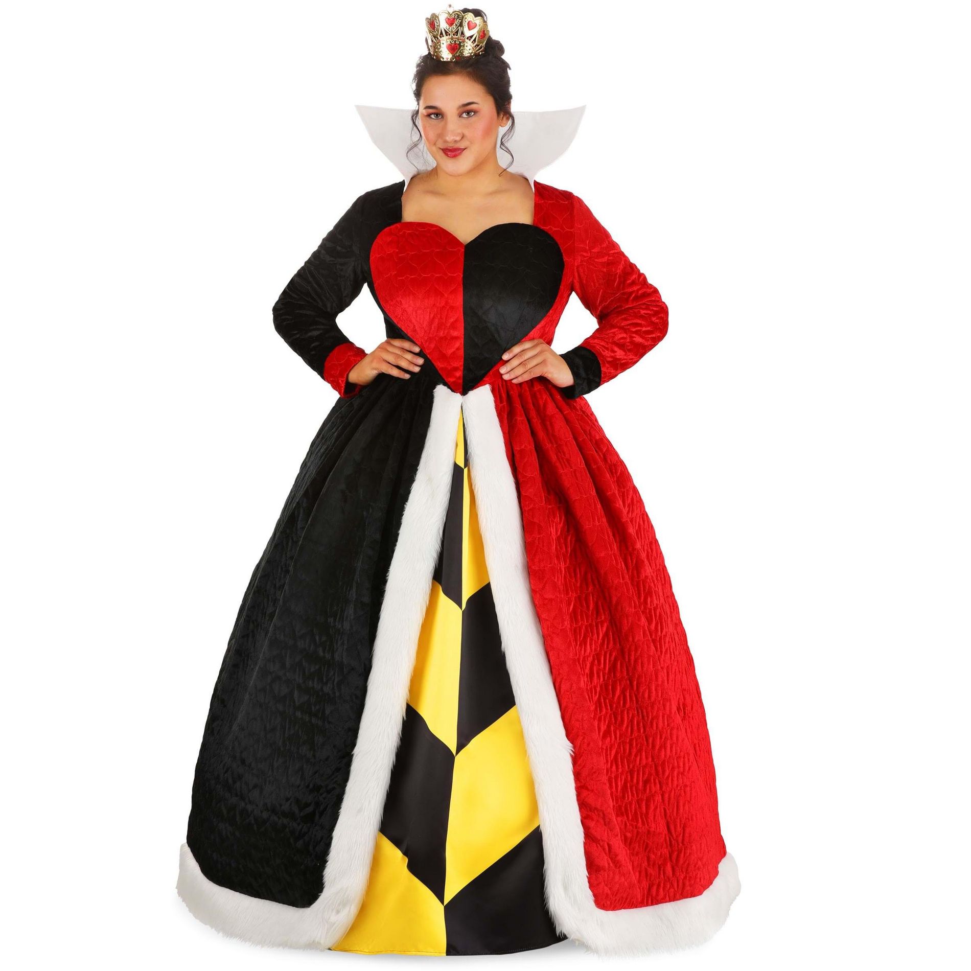 HalloweenCostumes.com 1X Women Plus Size Authentic Disney Queen of Hearts Women's Costume Dress, Black/Purple/Red
