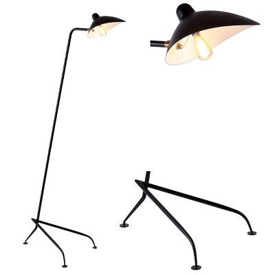 62" Iron Frank Retro Minimalist Floor Lamp (Includes LED Light Bulb) Black - Jonathan Y