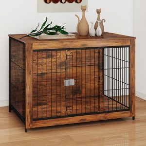XBRIGH 27/32/38/43in Wooden Dog Crate Furniture with Lock, Indoor Decorative End Table Dog Kennel for Small/Medium Dogs - 1 of 4