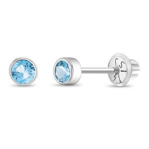 Girl's Bezel Cubic Zirconia 14k Gold Earrings - In Season Jewelry - 1 of 4