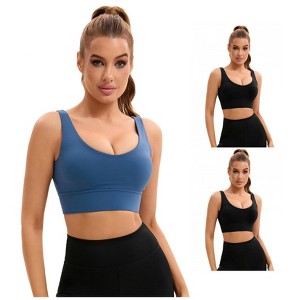 INSPIRE CHIC 3 Pcs Women's U Back V-Neck Padded Workout Crop Top with Built in Bra Sports Bras - 1 of 4