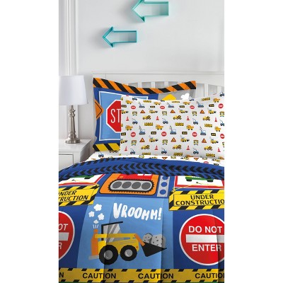Under Construction Blue Microfiber Full Bed in a Bag Set