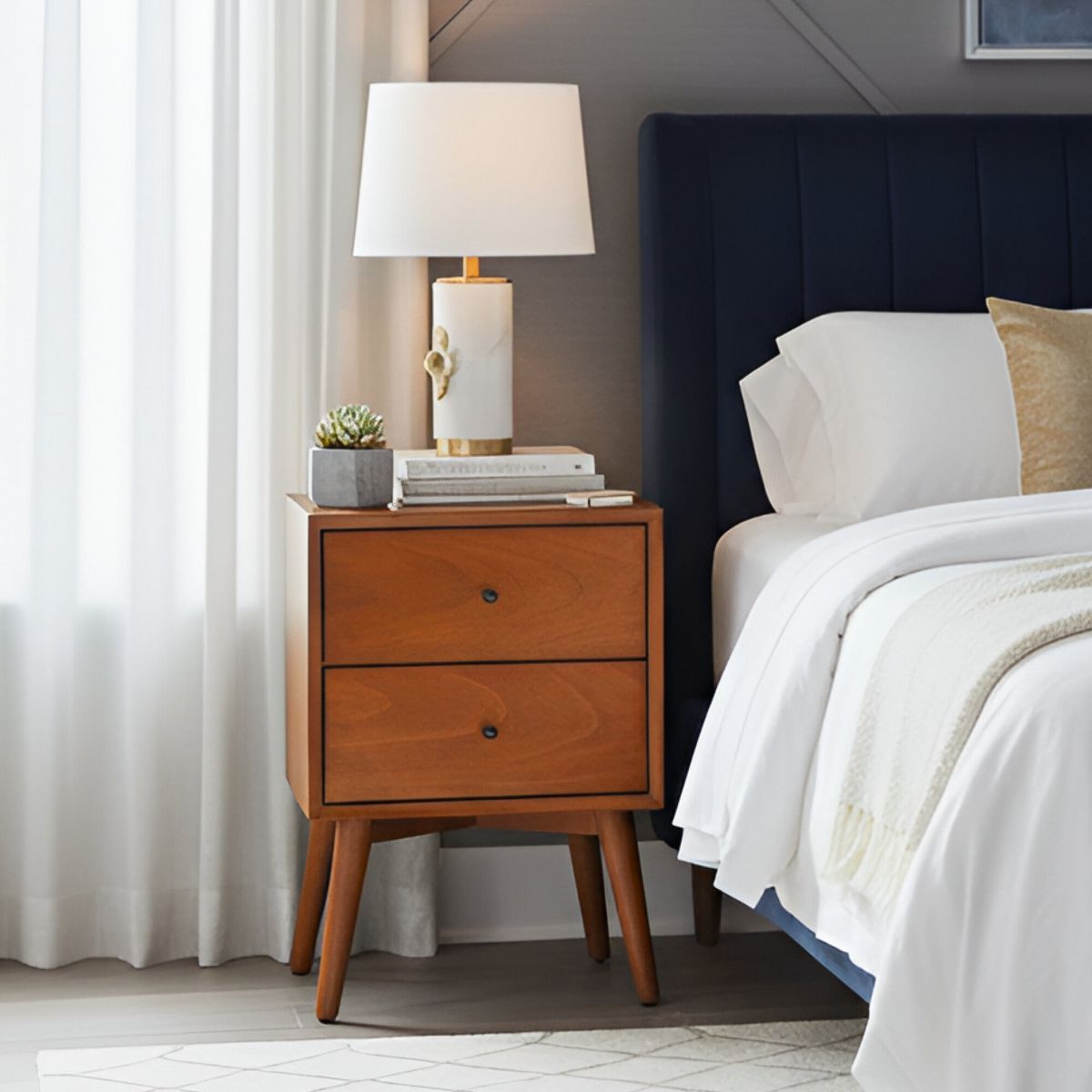 Flynn 2-Drawer Nightstand in Chestnut | Alpine Furniture