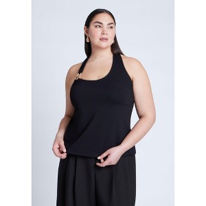 ELOQUII Women's Plus Size Asym Halter With Hardware Detail - 1 of 4