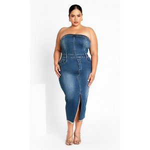 Women's Plus Size Underground Dress - mid denim | CITY CHIC - 1 of 4