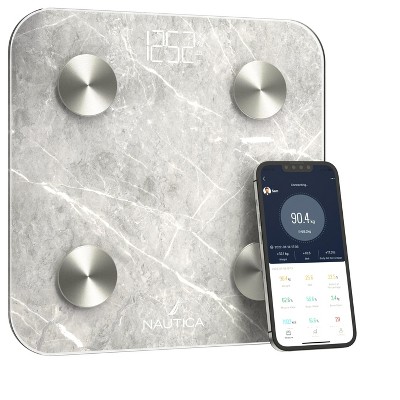 Nautica Body Tracker Digital Scale for Body Weight, Bluetooth-Enabled Smart Scale with BMI, Body Fat, Muscle Mass Tracking & More