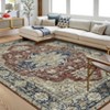 2 x 6 ft Polyester Blue Rectangular Hallway Bathroom Entryway Kitchen Office Foldable Flower Printed  Washable Area Rug - 3 of 4