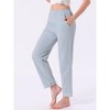 INSPIRE CHIC Women's Pajama Pants Cotton Knit Ribbed Elastic Waist Straight Leg with Pockets Loungewear - 2 of 4