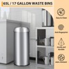 17 Gal Round Big Top Trash Can, Kitchen Trash Can, Fingerprint-Resistant Waste Bin, Brushed Stainless Steel, for Home, Office, Restaurant, Restroom - 3 of 4